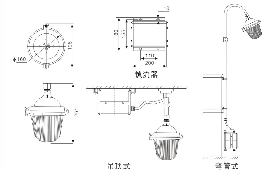 NFE9112防眩應急泛光燈安裝示意圖